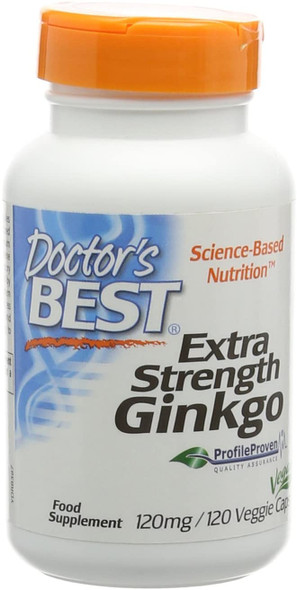 Doctor's Best Extra Strength Ginkgo, Non-GMO, Vegan, Gluten free, Soy Free, Promotes Mental Function and Memory, 120 mg, 120 Veggie Caps