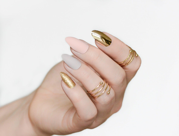 Golden Press On Nails