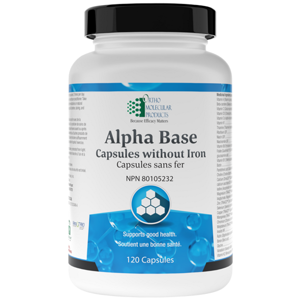 Ortho Molecular Products Alpha Base Capsules Without Iron 120 Caps