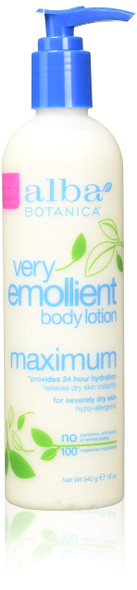 Alba Botanica Very Emollient Body Lotion Maximum Dry Skin Formula - 12 Oz