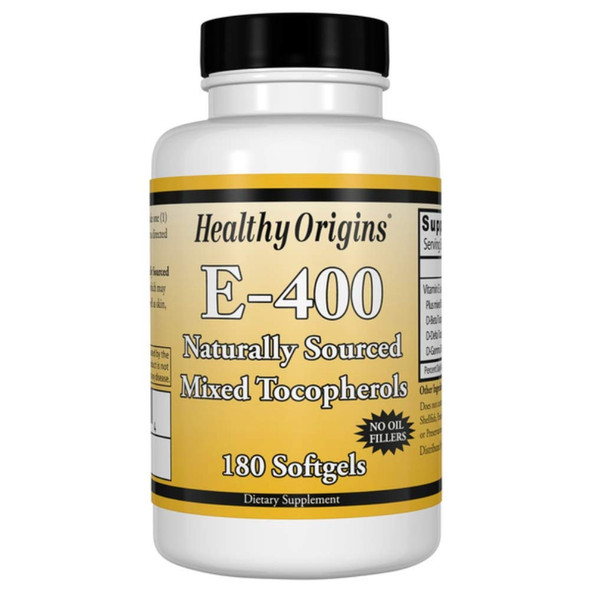 Healthy Origins Natural Vitamin E 400iu 180 Softgels | E-400 iu as d-alpha Tocopherol plus Mixed Tocopherols | Maintenance of the Immune System, Normal Vision and Skin | Protects Cells from Oxidative Stress