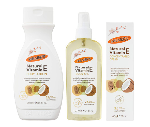 Palmer's Natural Vitamin E Body Care Set | Body Lotion | Body Oil | Concentrated Cream