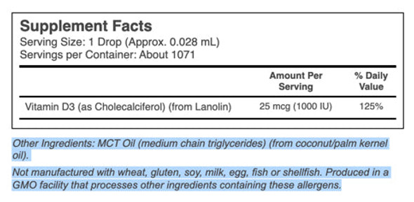 Vitamin D3 Liquid, Extra Strength 1 fl oz (NOW Foods)