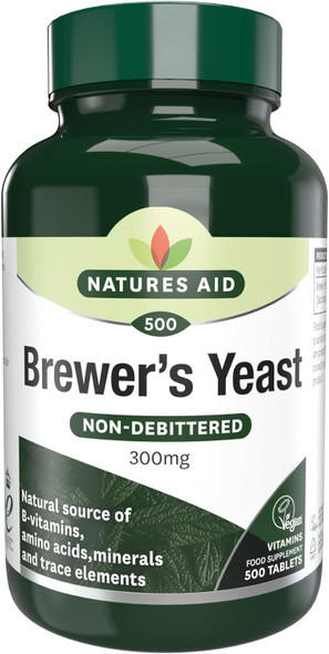 Natures Aid Brewers Yeast, 300 Mg, 500 Tablets (Natural Source Of B-Vitamins, Amino Acids, Minerals And Trace Elements, Vegan Society Approved, Made In The Uk)