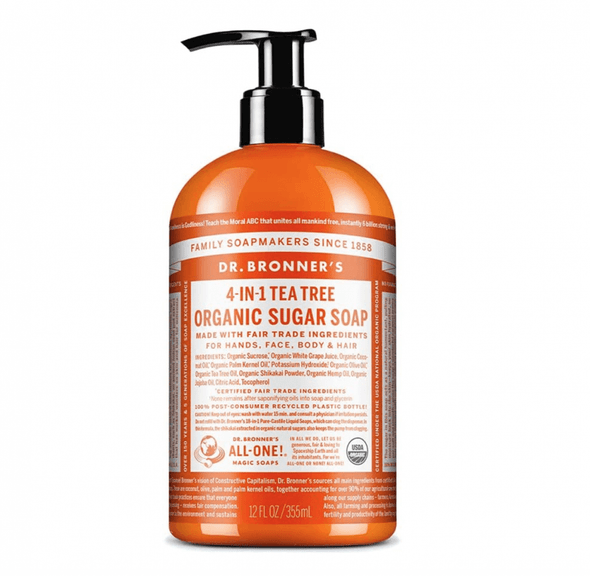 Dr Bronner's Magic Soaps 4-In-1 Sugar Tea Tree Organic Pump Liquid Soap