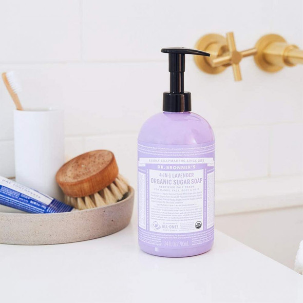 Dr Bronner's Magic Soaps 4-In-1 Lavender Organic Sugar Pump Liquid Soap