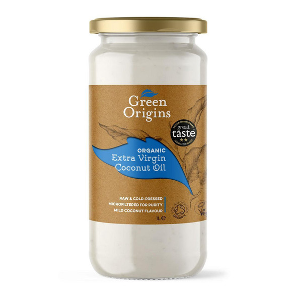 Green Origins Organic Extra Virgin Coconut Oil 1ltr (Glass)