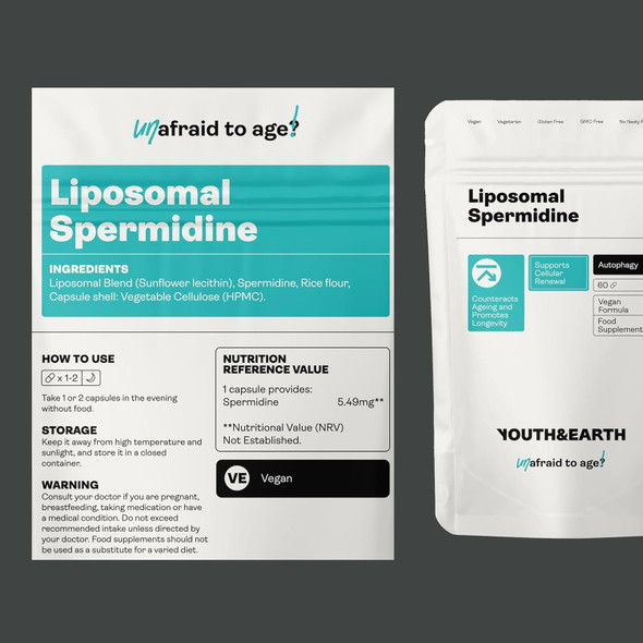 Youth & Earth Liposomal Spermidine Supplements for Daily Wellness, 60 Vegan Capsules