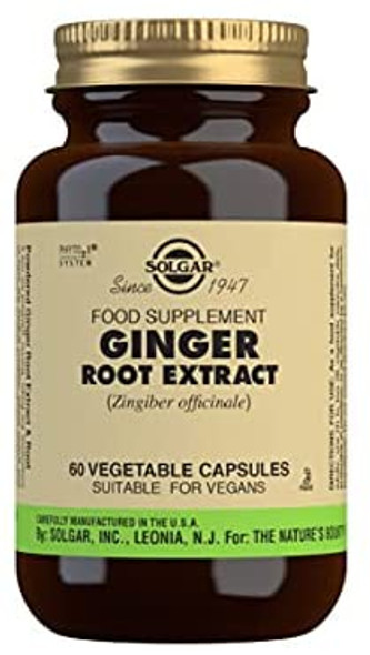 Solgar Ginger Root Extract Vegetable Capsules, Broen, 60 Count