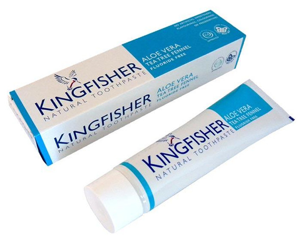 Kingfisher Aloe Vera Tea Tree Fennel Natural Toothpaste Fluoride Free 100ml (Light Blue)
