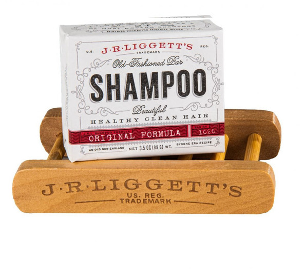 J.R. Liggett's Wooden Shampoo Shelf with 2 Original Shampoo Bars