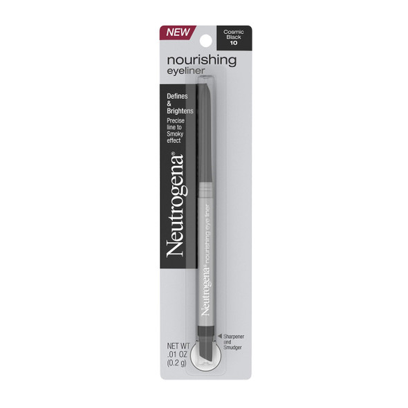Neutrogena Nourishing Eyeliner Pencil, Built-in Sharpener for Precise Application and Smudger for Soft Smokey Look, Luminous, Nonfading and Nonsmudging Cosmic Black 10,.01 oz