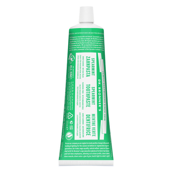 Dr Bronner's Magic Soaps Flouride Free Spearmint Toothpaste 105ml