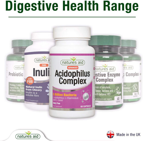 Natures Aid Acidophilus Complex, 5 Billion Bacteria, 90 Capsules (Lactobacillus Acidophilus, Lactobacillus Rhamnosus, Lactobacillus Casei, Good Bacteria, Shelf Stable, Vegan Society Approved)