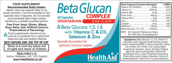 Health Aid Beta-Glucan Complex 30's