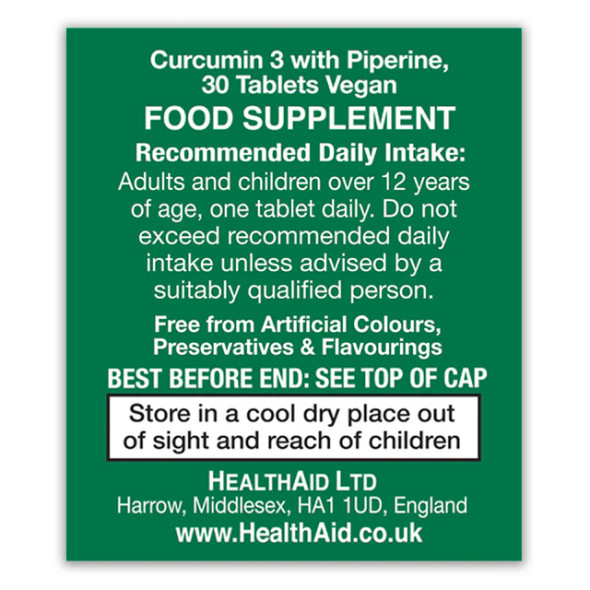 Health Aid Curcumin 3 30's