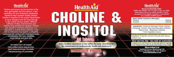 Health Aid Choline & Inositol (Maximum Power) 60's