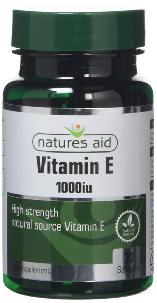 Natures Aid Vitamin E 1000iu, Natural Source, High Strength, 30 Softgel Capsules