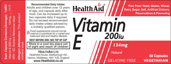 Health Aid Vitamin E 200iu 60's
