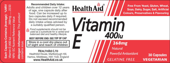 Health Aid Vitamin E 400iu