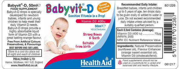 Health Aid Babyvit-D Vitamin D 400iu 50ml