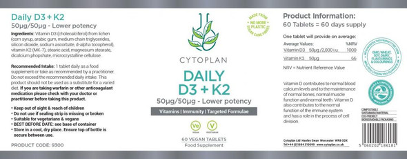 Cytoplan Daily D3 + K2 60's