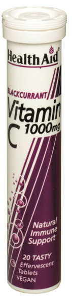 Health Aid Vitamin C 1000Mg Effervescent Blackcurrant Flavour 20'S