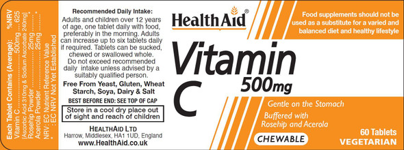 Health Aid Vitamin C 500mg Chewable Orange Flavour