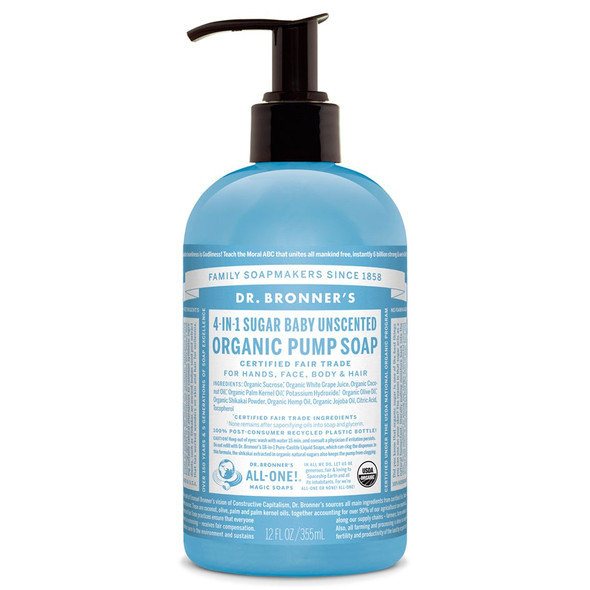 Dr Bronner's Magic Soaps 4-In-1 Sugar Baby Mild Organic Pump Soap 355ml