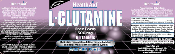 Health Aid L-Glutamine 500mg 60's