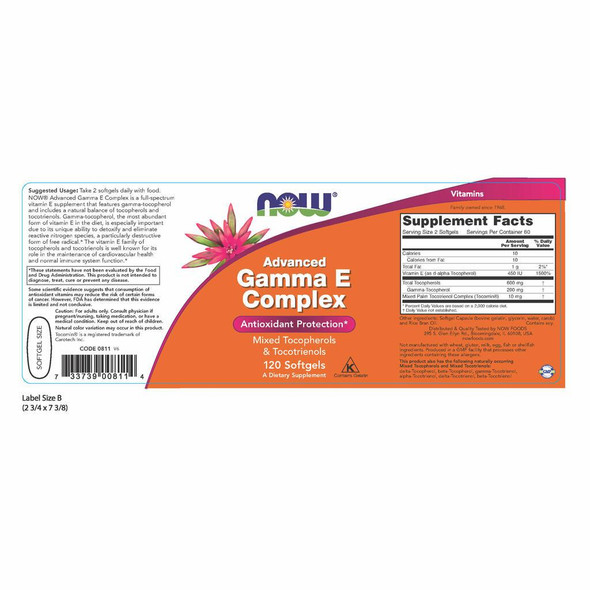 NOW Supplements Advanced Gamma E Complex - 120 Softgels