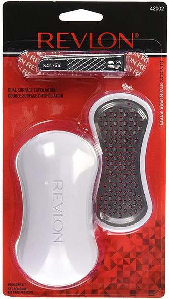Revlon Pedi Expert, 3 pc Pedicure Kit includes Stainless Steel Dual Surface Exfoliator, Nail Clipper, and Nail File
