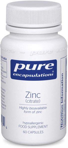 Pure Encapsulations - Zinc (Citrate) 30Mg - Highly Bioavailable Zinc Supplement For Immune And Metabolism Support - 60 Vegetarian Capsules