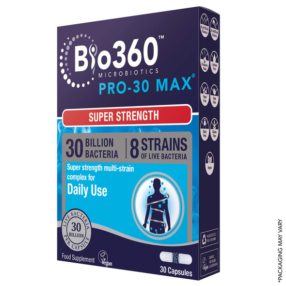 Bio360 Pro-30 MAX (30 Billion Bacteria)|from Natures Aid | 30 Capsules