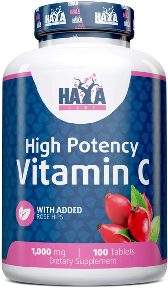 Haya Labs High Potency Vitamin C with Rose Hips, 1000mg - 100 tablets