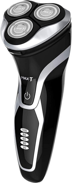 3.7V Men Electric Razor, MAX-T 2900r/min 3D Rotary Waterproof Electric Shaver for Men with Pop-up Trimmer