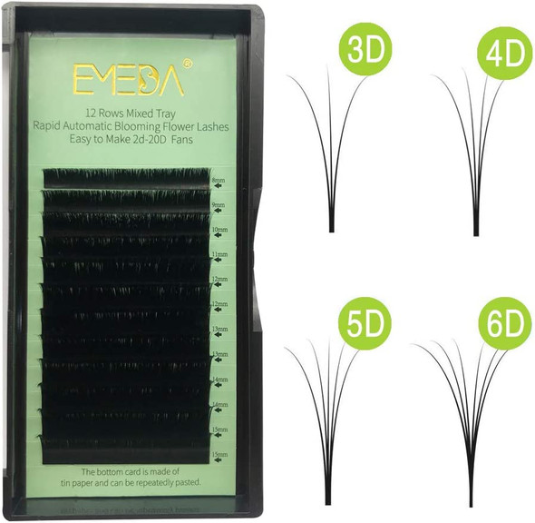 3d Volume Eyelash Extensions .07 C Curl 8-15mm Easy to Make 3D 5D 6D 10D Premade Volume Fans Rapid Fast Fan Automatic Blooming Flower Eyelash Extensions 0.07 mm 8-15 mm by EMEDA ( 0.07mm C Curl 8-15mm )