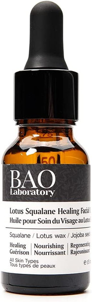 BAO Lotus Squalane Healing Facial Oil Hydrates Dry Skin, Rebalances Oily Skin, Soothes Sensitive Skin, Repairs Acne Prone Skin, Everyday Vitamin Rich Moisturizing Facial Oil for Women (15ml)