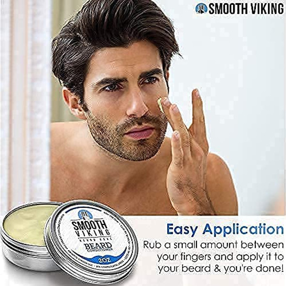 Beard Conditioner for Men - Natural Wax Conditioning Softener that Soothes Itching - Use With Beard Oil and Balm for Best Results and Growth - Argan Oil, Shea Butter and Beeswax - 2 OZ - Smooth Viking