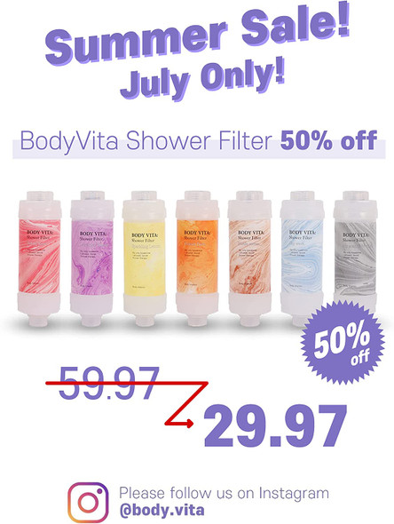 BODY VITA Premium Vitamin C Shower Filter (NO Scent, NO Color); Organic Ingredients; Korean Beauty Product;