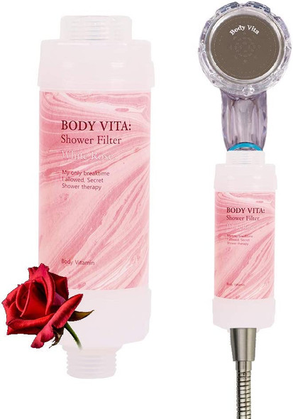 BODY VITA Premium Vitamin C Shower Filter (White Rose); Organic Ingredients; Korean Beauty Product;