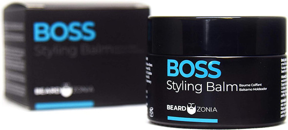 BOSS Styling Balm and Moisturizer by BeardZonia (From Masculine Collection)  Canadian Made  Premium Organic Ingredients  Leave In Conditioner for Beard and Hair  Mild Hold