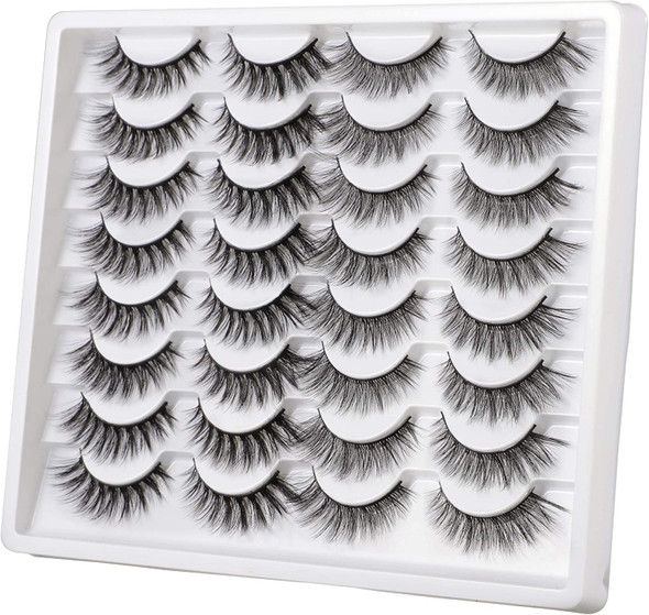 Cat Eye Lashes Pack False Eyelashes Natural Fluffy Light Volume 2 Styles Mixed 3D Faux Mink Lashes Soft Reusable Handmade Fake Eyelashes, 16 Pairs Pack by Pawotence