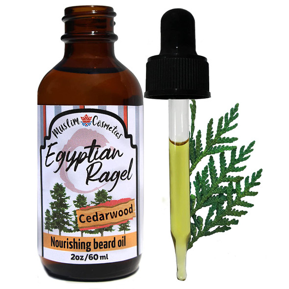 Cedarwood beard oil - 100% Organic - For Healthy soft strong growing beard - / With Egyptian Calendula oil // Made in Canada - Muslim Cosmetics - Egyptian Ragel (2oz (60ml))