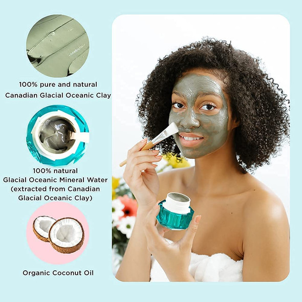 Deep Cleansing Glacial Oceanic Clay Face Mask For All Skin Types-NSF Certified Organic-Non-drying Instantly Tightens Pores and Reduce Excess Sebum-Mineral Rich to Rehydrate Boost Collagen Detoxify and Repair-All Natural Formula-1.8 oz