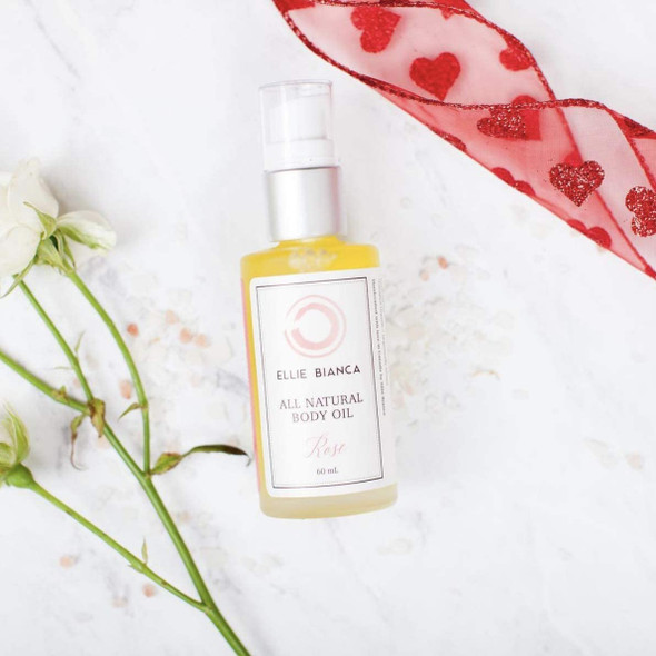Ellie Bianca Luxury Rose Body Oil | Deep Hydration and Restoration with the Ultra-Hydrating Skin Care Benefits of our Soft, Smooth Oil Blend | Massage and Cuticle Oil for Face, Hands and Body