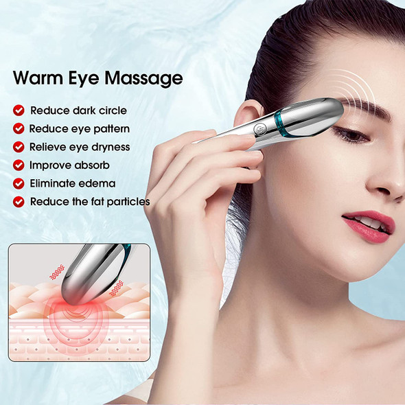 Eye Massager Wand With Thermal Treatment To Remove Under Dark Circles And Eliminate Eye Bags.vibration For Reduce Wrinkles,relieve Eye Fatigue,usb Rechargeable,face Care Massage Electric Tools