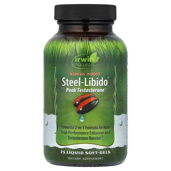 Irwin Naturals Active-Male Steel-Libido MAX3 + Peak Testosterone 75 Soft-Gels