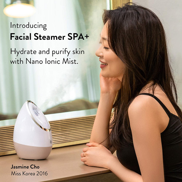 Facial Steamer SPA+ by Microderm GLO BEST, Professional Nano Ionic Warm Mist, Home Face Sauna, Portable Humidifier Machine, Deep Cleaning Pores, Blackhead Removal, Acne Treatment, Daily Skin Hydration