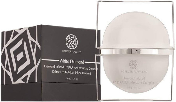Forever Flawless HYDRA-AM Moisturizing Day Cream. White Diamond Collection. For Optimal Hydration and Supple Skin.